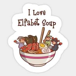 Ramen Soup Elf Pun Japanese Noodles Joke Japan Fun Christmas Sticker